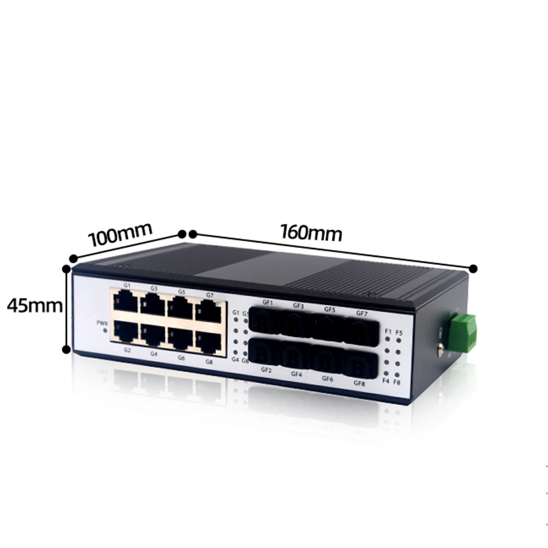 8*SFP 8 Port RJ45  Gigabit Ethernet Indu