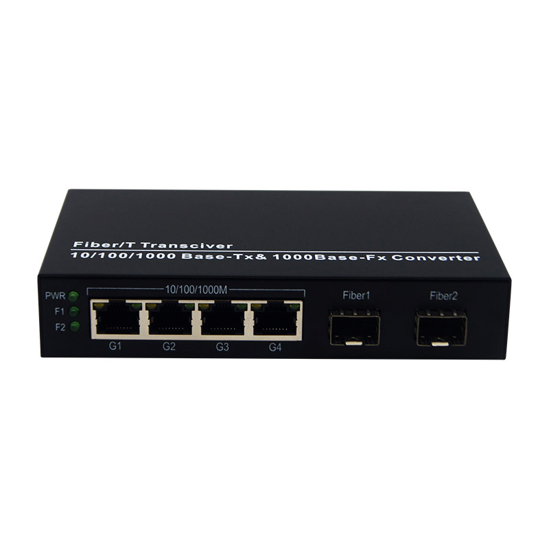 2 SFP 4 RJ45 Gigabit  Fiber Media Conver